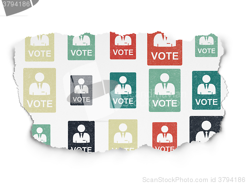 Image of Political concept: Ballot icons on Torn Paper background