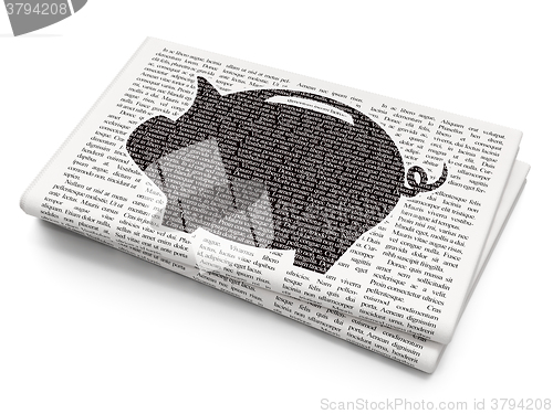 Image of Currency concept: Money Box on Newspaper background