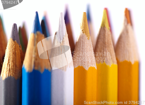 Image of Pencils. Macro shot isolated on white.