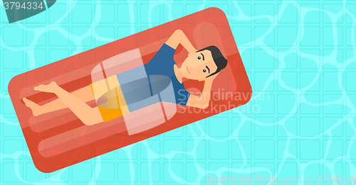 Image of Man relaxing in swimming pool.