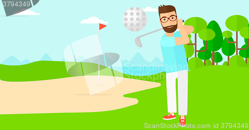 Image of Golf player hitting the ball.