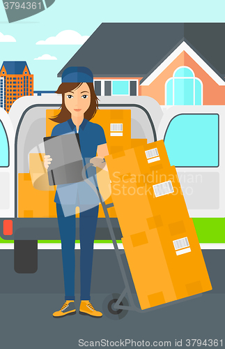 Image of Woman delivering boxes.