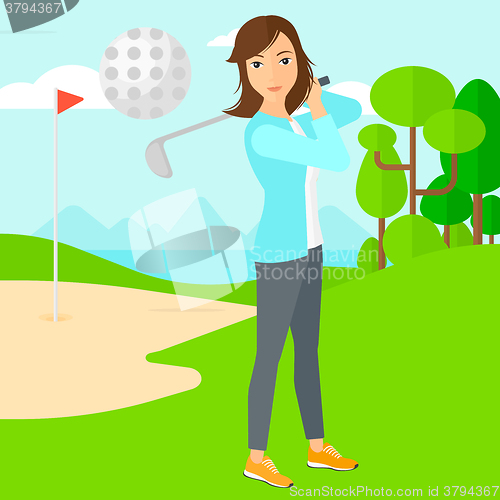 Image of Golf player hitting the ball.