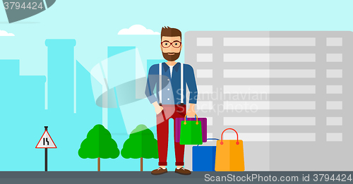 Image of Buyer with shopping bags.