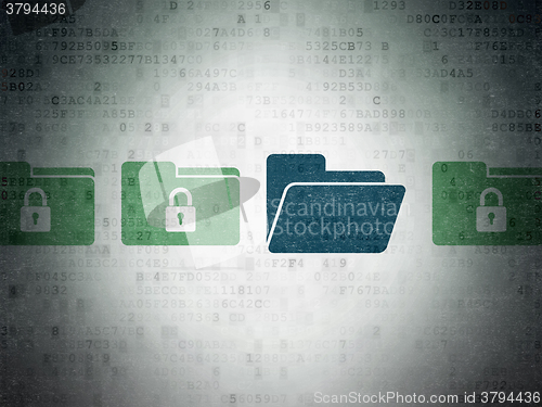 Image of Finance concept: folder icon on Digital Paper background
