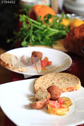 Image of fish meat balls with bread