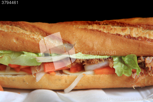 Image of baguette on the black background