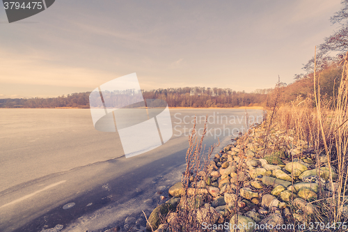 Image of Morning scenery with a frozen lake