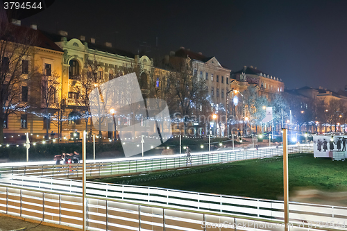 Image of City skating rink at night