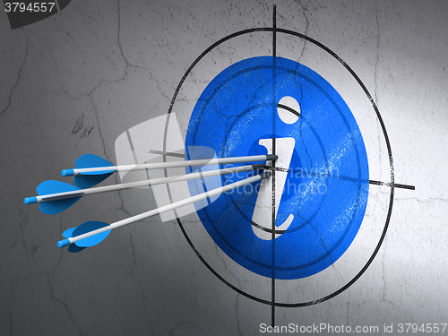 Image of Web development concept: arrows in Information target on wall background