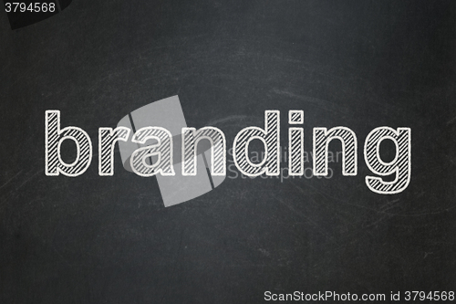 Image of Marketing concept: Branding on chalkboard background