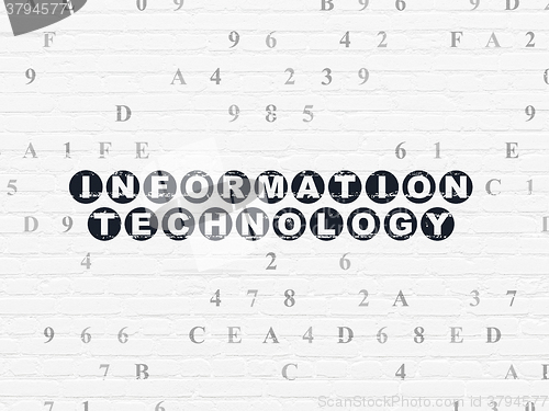 Image of Data concept: Information Technology on wall background
