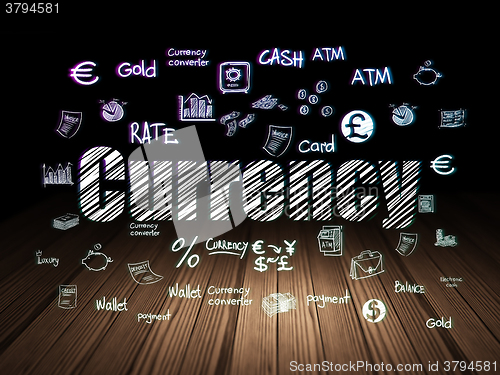 Image of Banking concept: Currency in grunge dark room