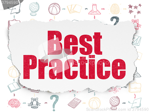 Image of Learning concept: Best Practice on Torn Paper background