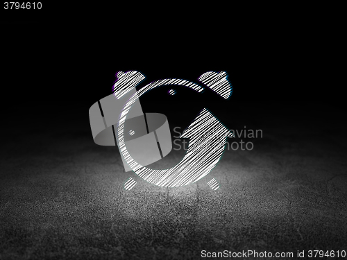 Image of Timeline concept: Alarm Clock in grunge dark room