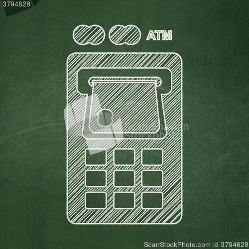 Image of Money concept: ATM Machine on chalkboard background