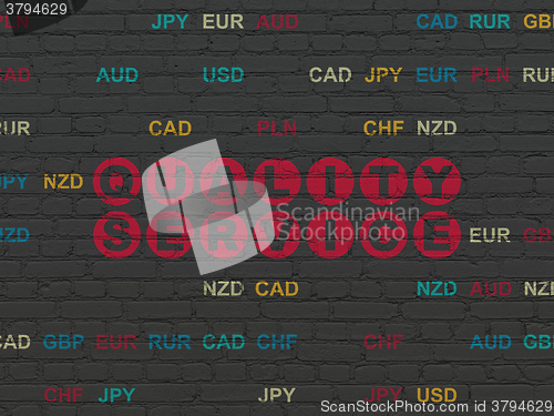 Image of Finance concept: Quality Service on wall background
