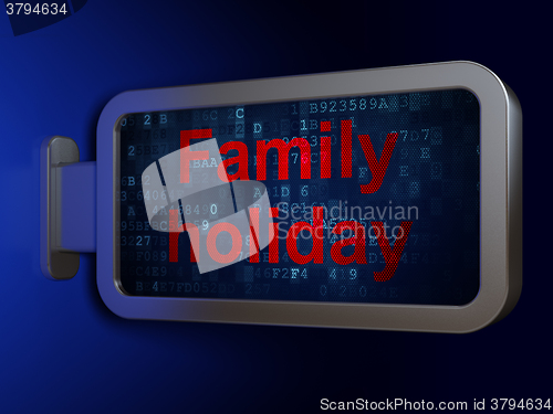 Image of Vacation concept: Family Holiday on billboard background