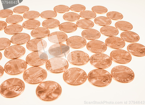 Image of  Dollar coins 1 cent wheat penny vintage