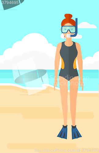 Image of Woman with swimming equipment.