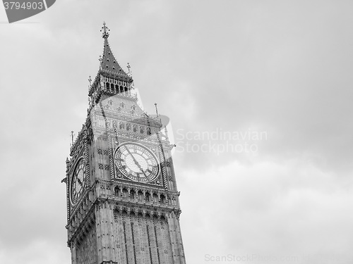 Image of Black and white Big Ben in London