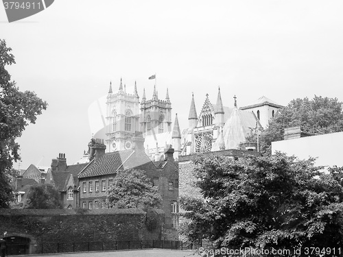 Image of Black and white Westminster Abbey in London