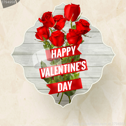 Image of Vintage valentiine card with roses. EPS 10