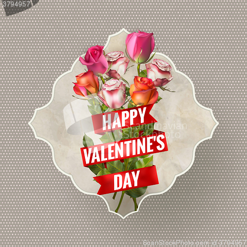 Image of Valentines Day vintage card with roses. EPS 10