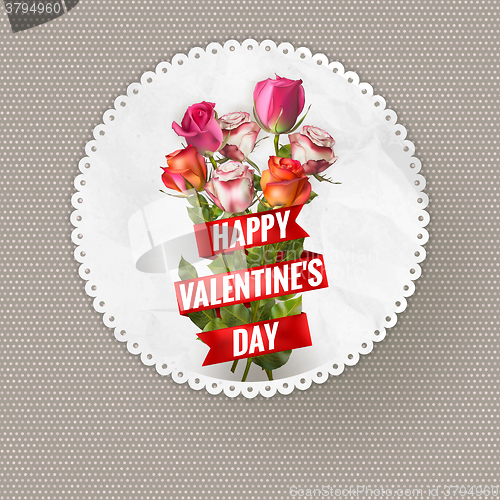 Image of Valentines Day vintage card with roses. EPS 10
