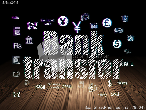 Image of Currency concept: Bank Transfer in grunge dark room