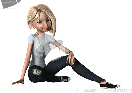 Image of Teenage Girl on White