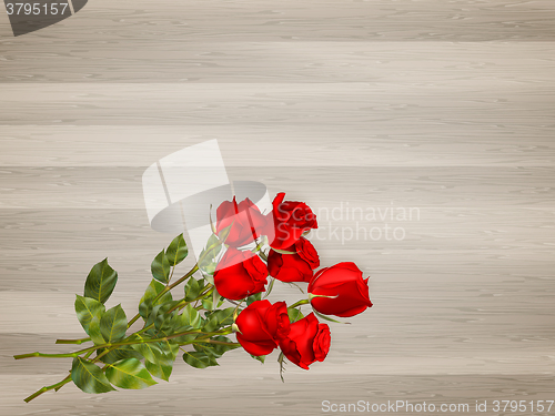 Image of Roses on a wooden background. EPS 10