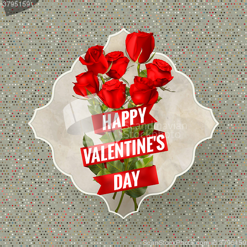 Image of Valentines Day vintage card with roses. EPS 10