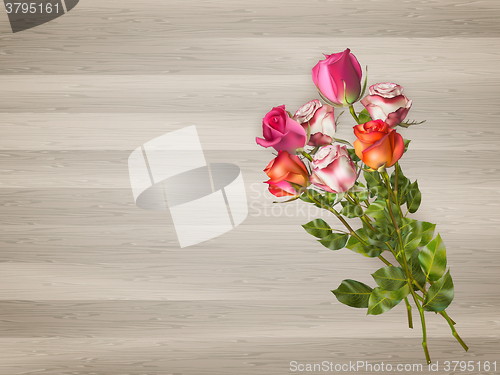 Image of Red roses on a wooden background. EPS 10