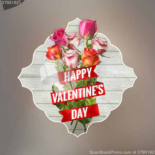 Image of Vintage valentiine card with roses. EPS 10