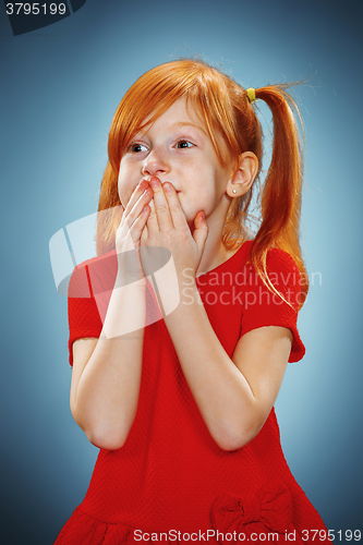 Image of Beautiful portrait of a surprised little girl 