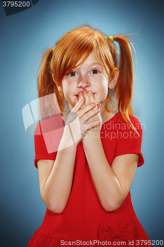 Image of Beautiful portrait of a surprised little girl 