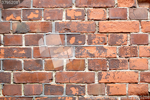 Image of Macro shot of the red brick wall.