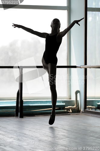 Image of Ballet dancer in arabesque position