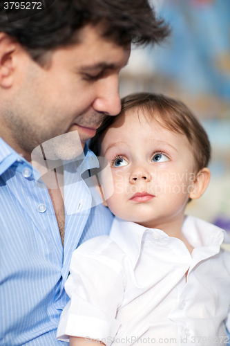 Image of Lovely portrait of father and little son