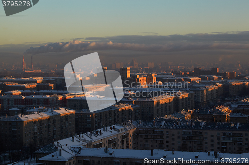 Image of Sunrise over the city.