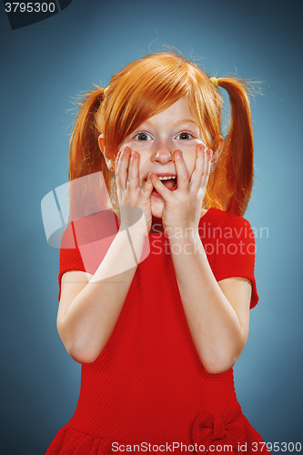 Image of Beautiful portrait of a surprised little girl 