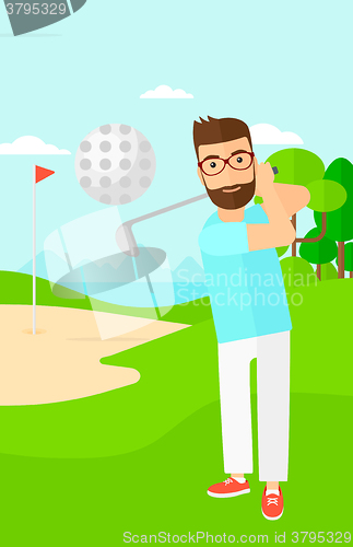 Image of Golf player hitting the ball.
