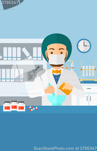 Image of Pharmacist preparing medicine.