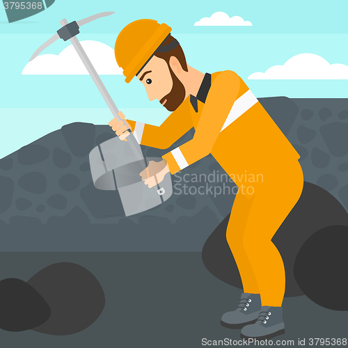 Image of Miner working with pick.