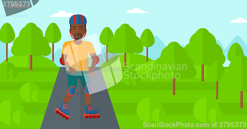 Image of Sporty man on roller-skates.