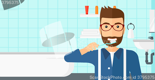 Image of Man brushing teeth.