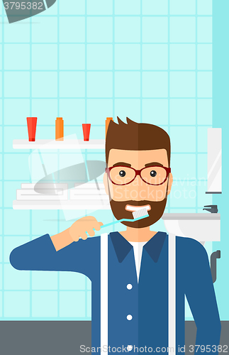 Image of Man brushing teeth.