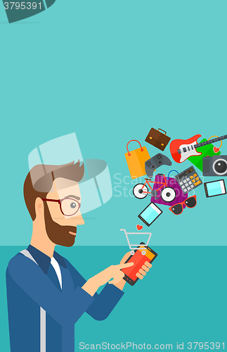 Image of Man making purchases online.