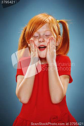 Image of Beautiful portrait of a surprised little girl 